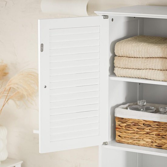 SoBuy BZR91-W Badkamer Kolomkast - Badkamerkast - Hoge Kast - Staande Kolomkast - Opbergkast