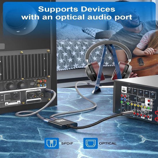 Digitale Optische Toslink Splitter 1-in-2 - SPDIF Audio Adapter voor TV, Soundbar en DVD — afbeelding 4