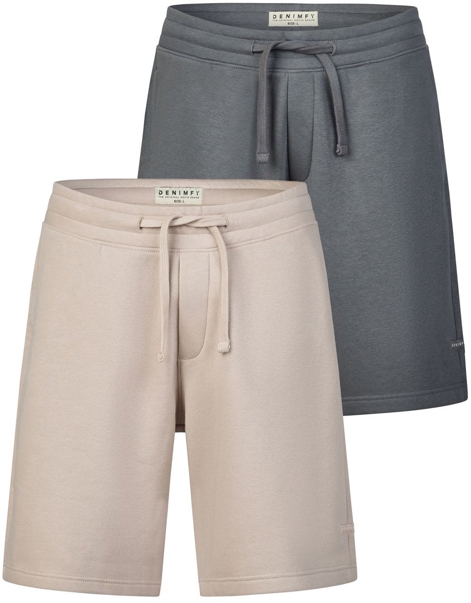 DENIMFY Heren Short DFPablo 2 Pack regular/straight Veelkleurig 4XL Volwassenen Sweatshorts / Zakken met ritssluiting