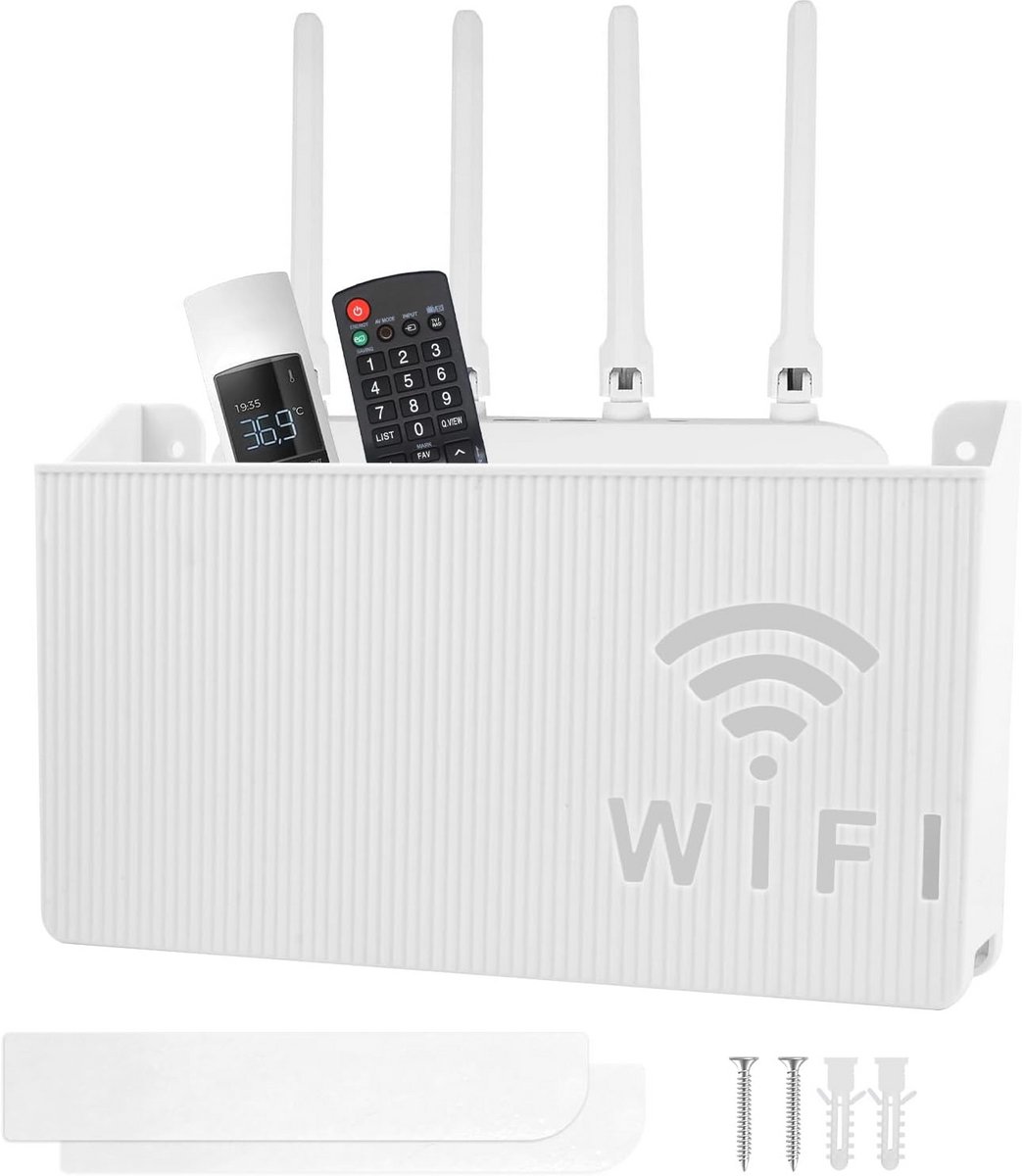 Wit Wifi Router Opbergdoos - Wandmontage en Kabel Organizer voor een Opgeruimde Ruimte