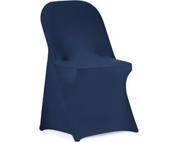 Opvouwbare Stretchtent Stoelhoes voor Bruiloften, Feesten en Diners - 12 Stuks, Navy