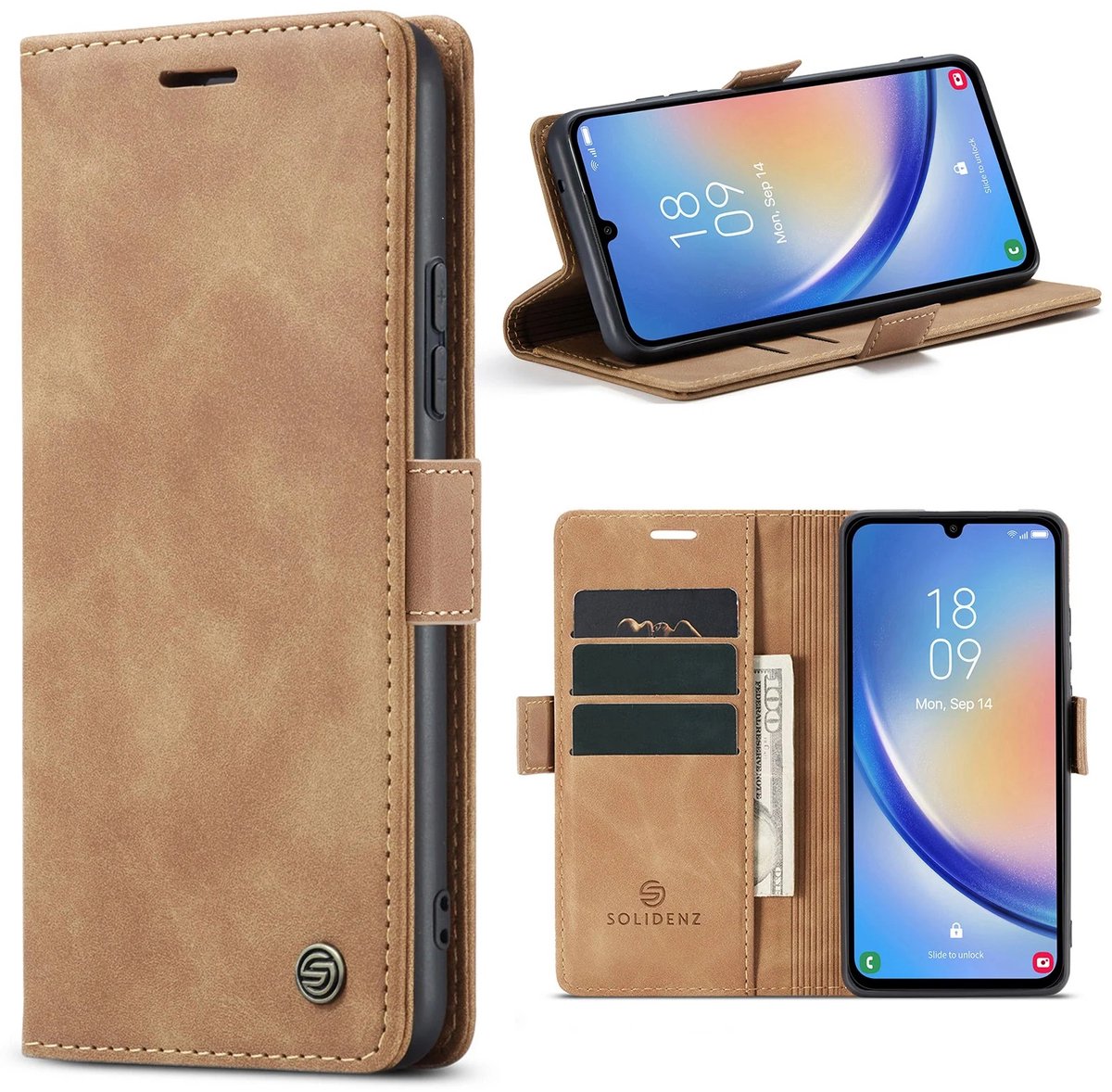 Solidenz Hoesje - Geschikt voor Samsung Galaxy A17 - Urban Book - Bruin