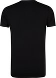 Zwarte T-shirt met ronde hals en korte mouwen.