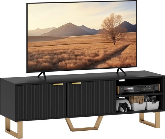 HOMCOM TV meubel houten tv-bank voor tv's tot 70 inch met kast met 2