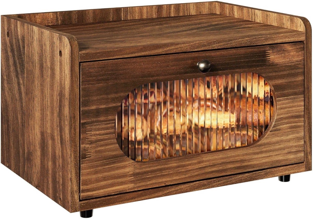 Houten Broodtrommel voor Keukenwerkblad met Acrylvenster