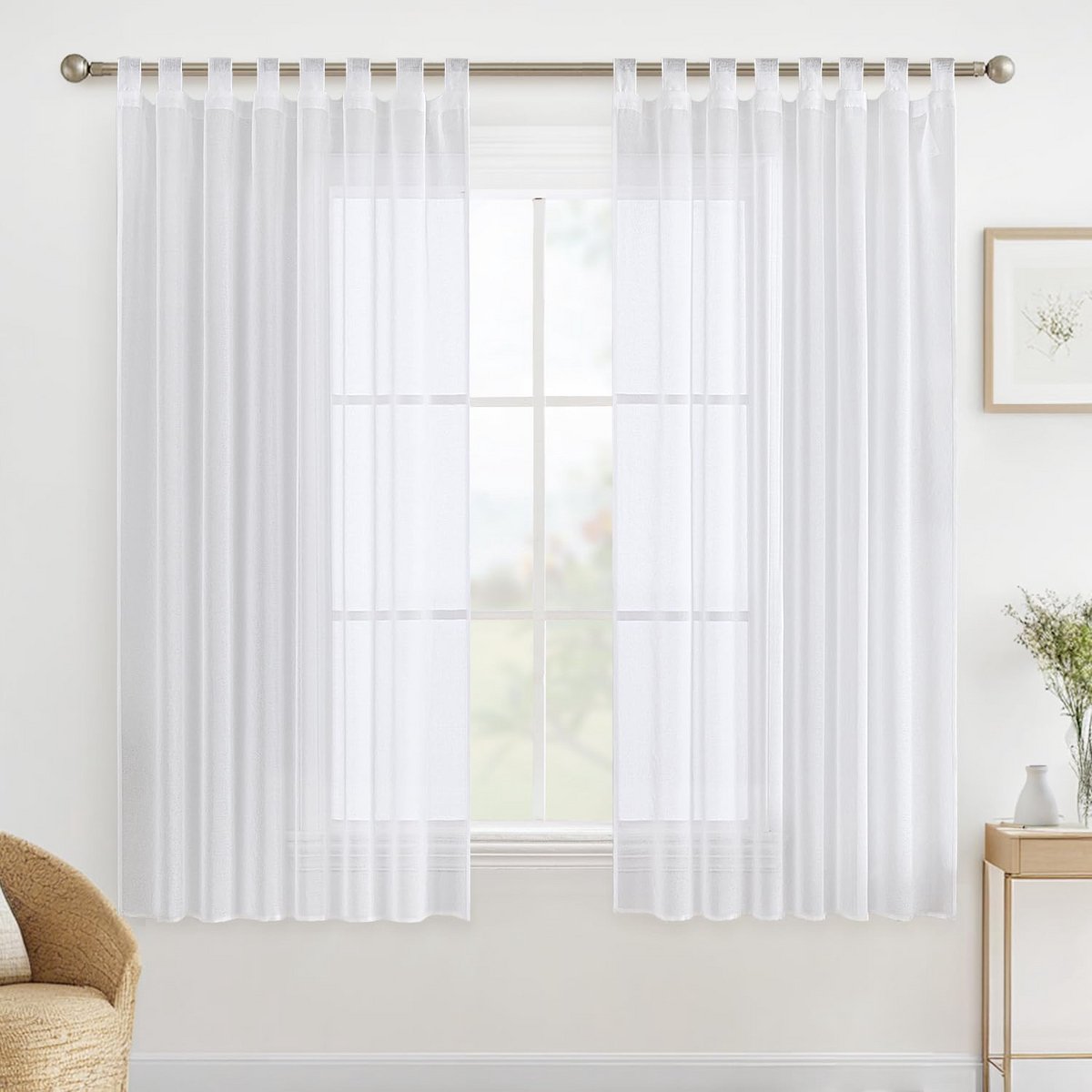 Transparante Voile Gordijnen met Lussen voor Binnen, Elegant Wit (2 stuks)