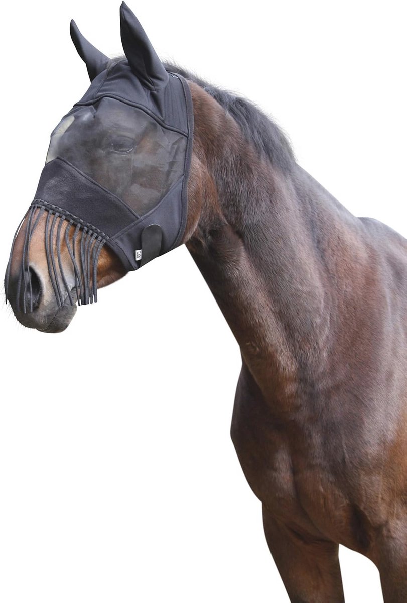 Vliegenmasker met gehoorbescherming en neusgatkoord voor dieren