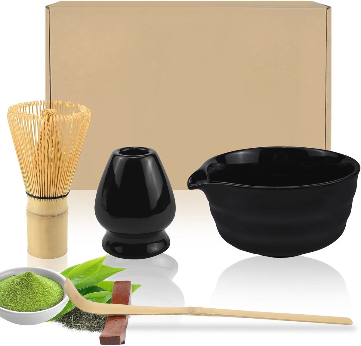 Matcha Theeset 5-delig - Bamboe en Keramiek voor Authentieke Theeceremonie