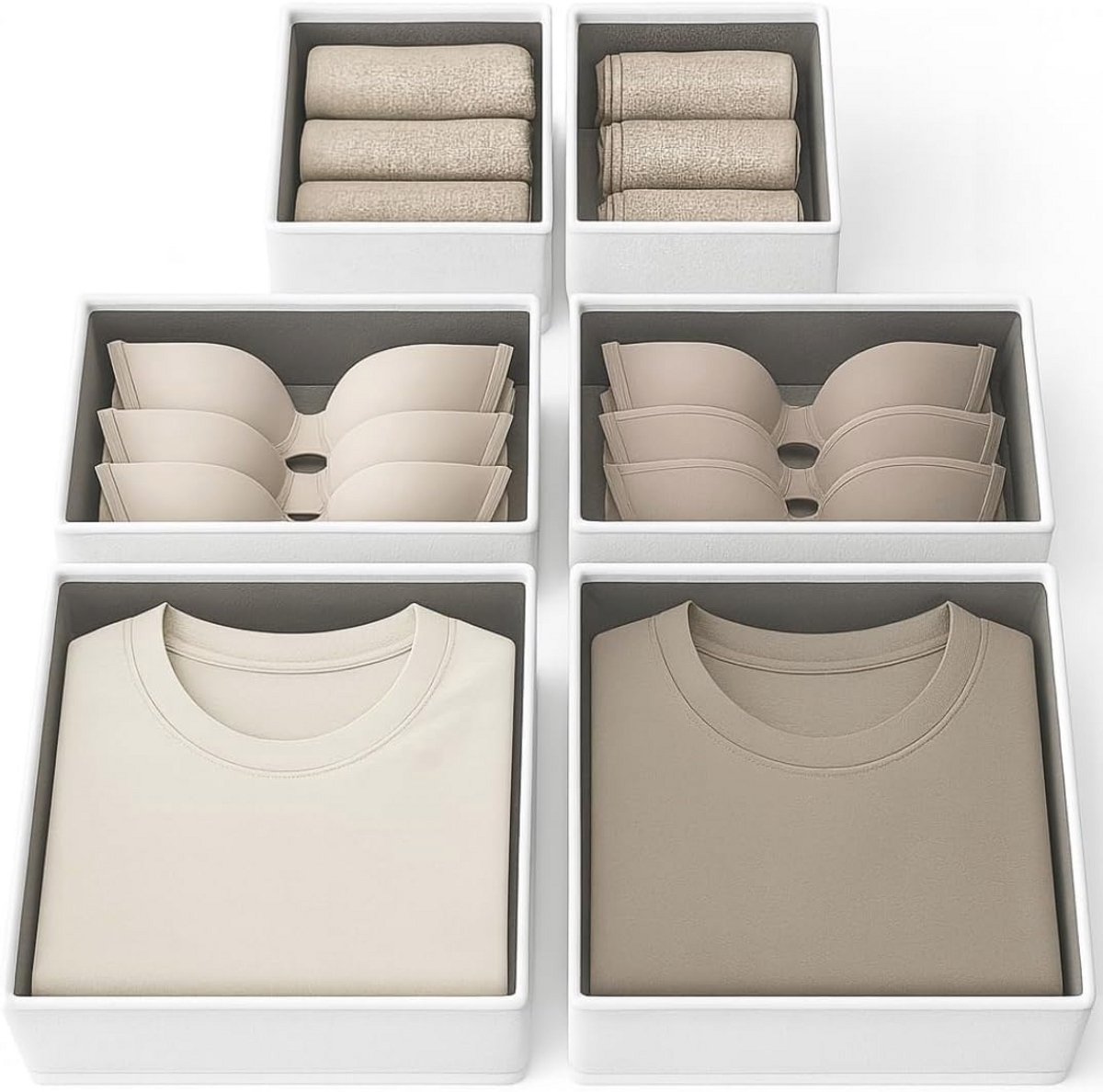 Set van 6 ladeorganisatoren voor een opgeruimde kledingkast