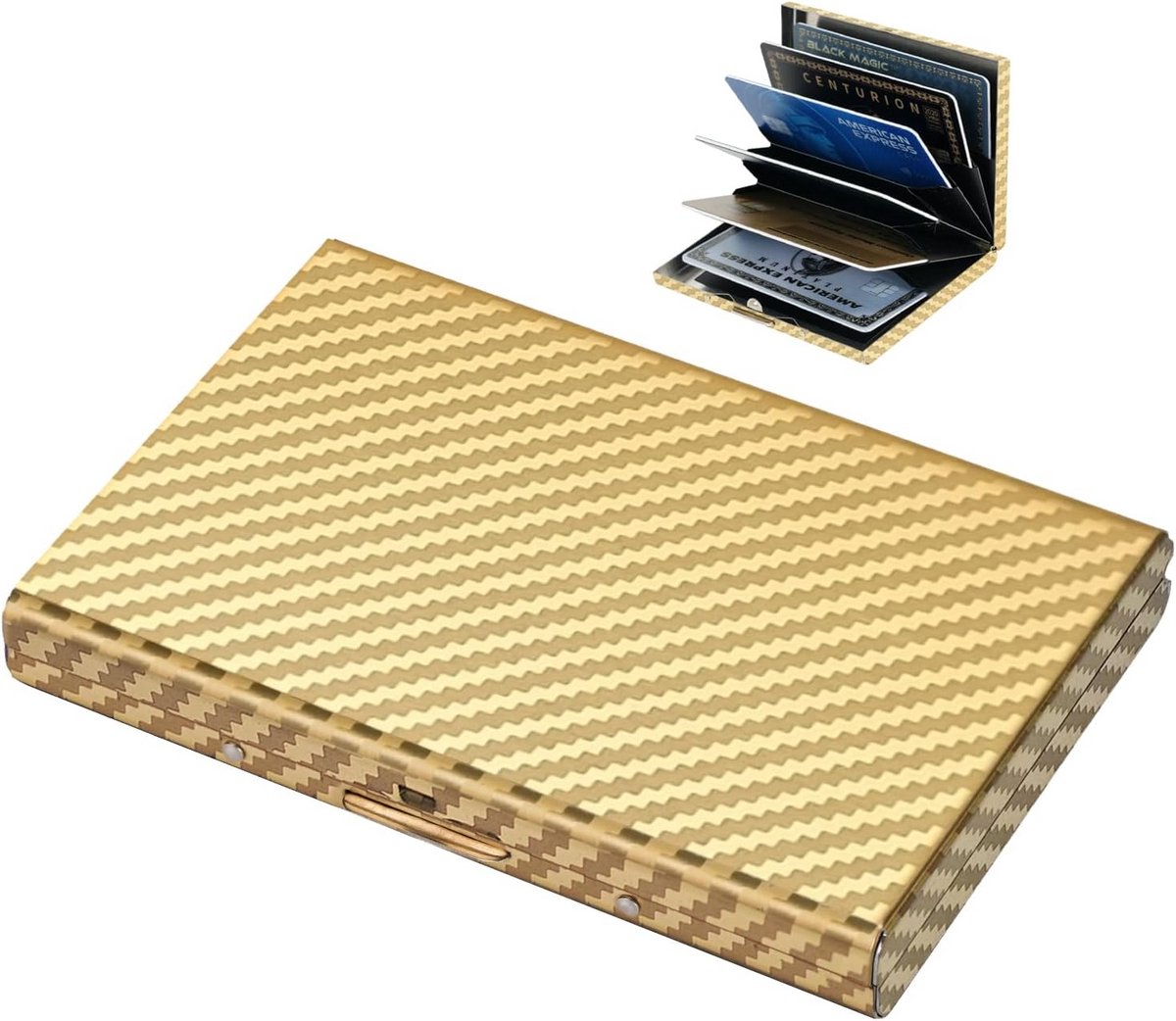 Slanke metalen creditcardhouder met RFID-blokkering en 6 kaartsleuven