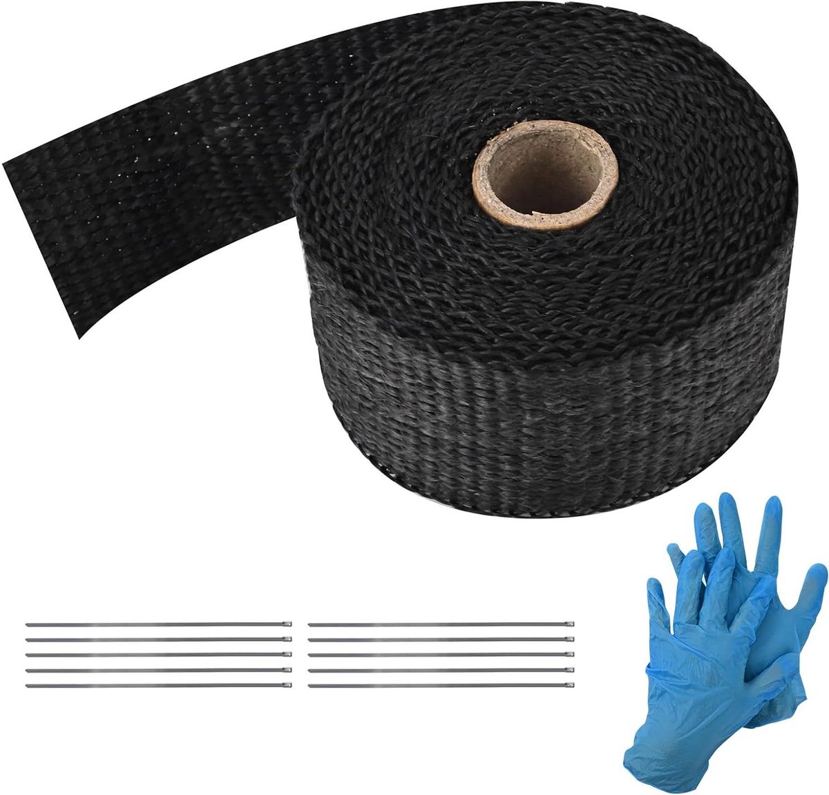 Allecta - Uitlaat Tape voor Auto Motorfietsen, Hittebeschermingsband - 5M, Hittewerende Tape met Kabelbinders