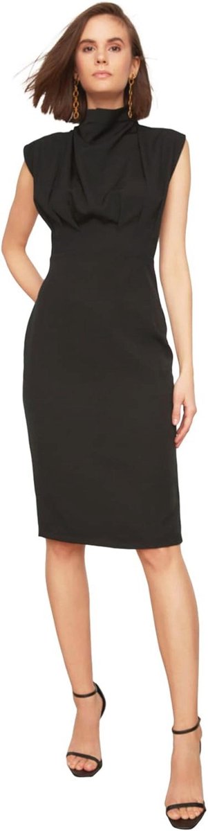 Dames Midi Basic Slim Fit Geweven Jurk