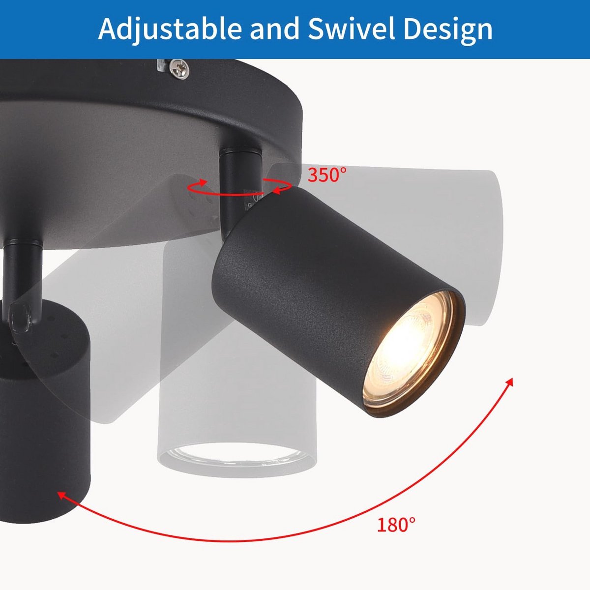 Zwarte GU10 Spotlights voor Plafondverlichting in Slaapkamer en Keuken - Verstelbare Industriële Plafondlampen