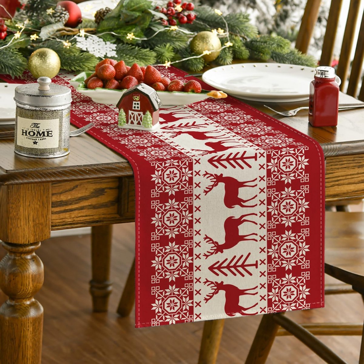 Kerst Tafelloper Rendier Winter Decoratie - 40x140cm