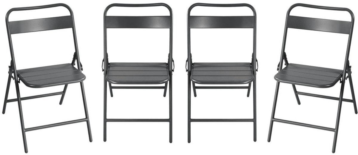 sweeek - Set van 4 opklapbare tuinstoelen metaal - amélia
