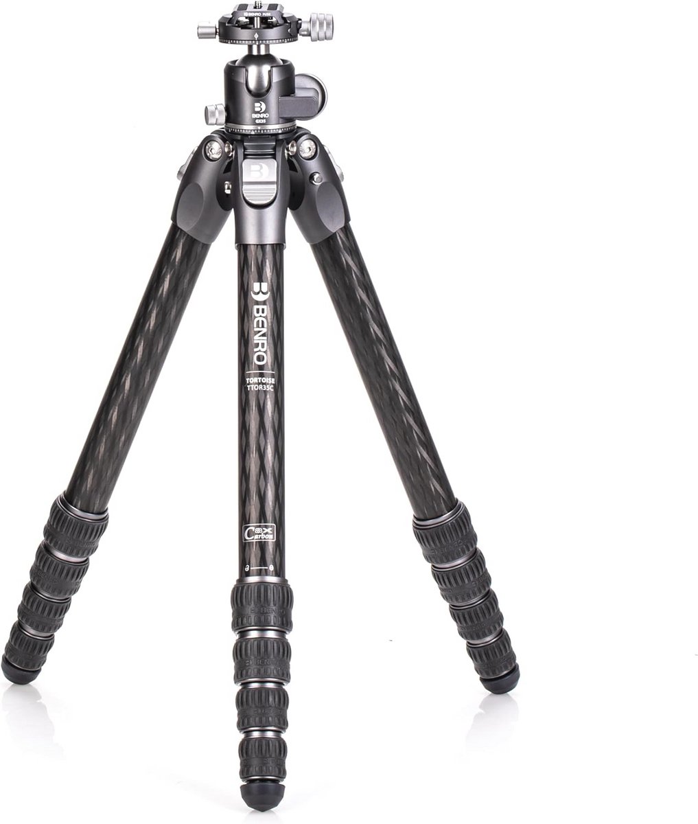 Carbon Tripod zonder Kolom met GX35 Balhoofd - Compact Reisstatief