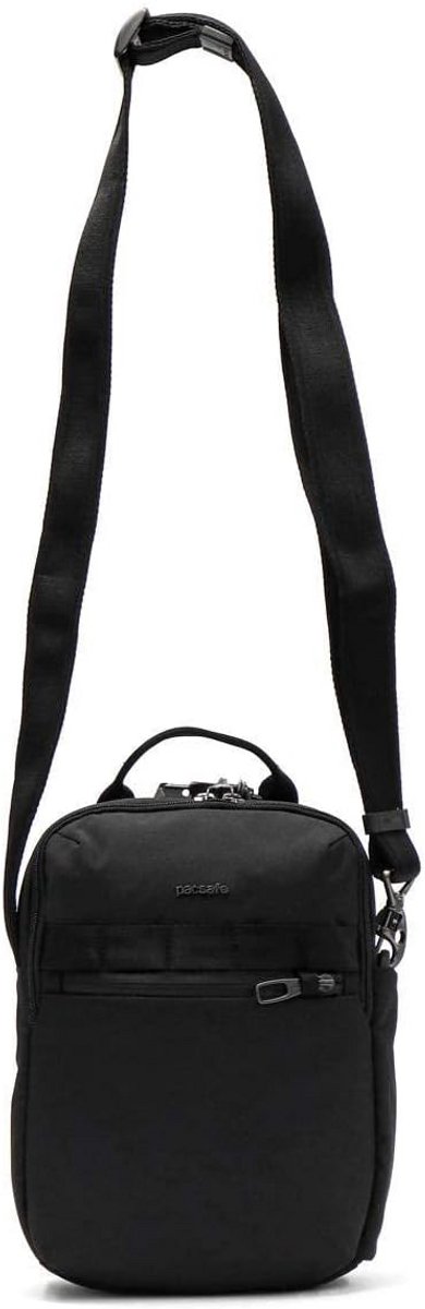 Verticale Crossbody Tas Zwart met Tabletvak en Anti-Diefstal Bescherming