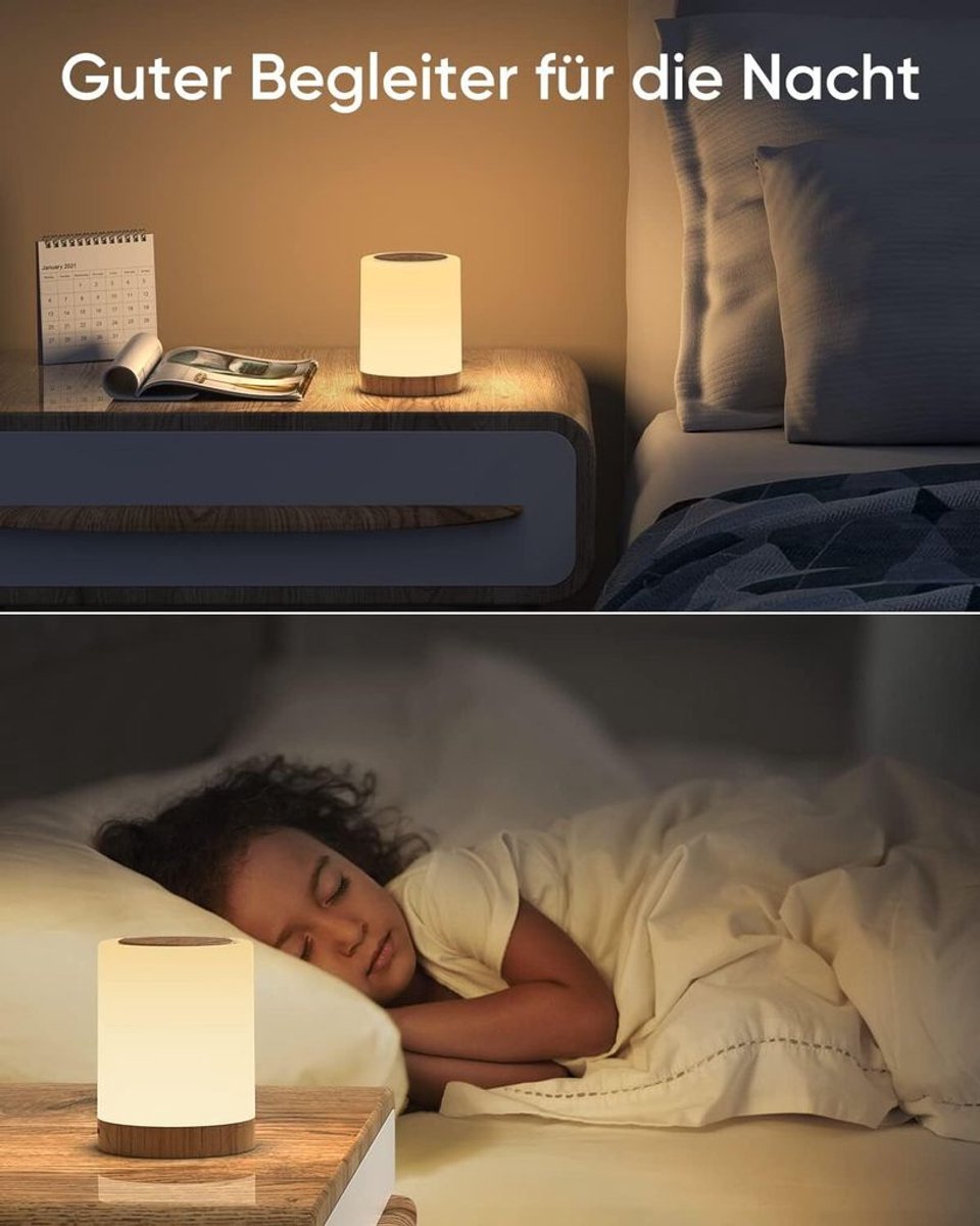 Nachtlampje, LED-bureaulamp, aanraakgevoelige dimfunctie met 10 kleuren, LED-bureaulamp op batterijen met timerfunctie, draadloos nachtlampje Geschikt voor kinderen, voedingslamp met kleurveranderingsfunctie. — cadeau in Wonen & Interieur - foto 2