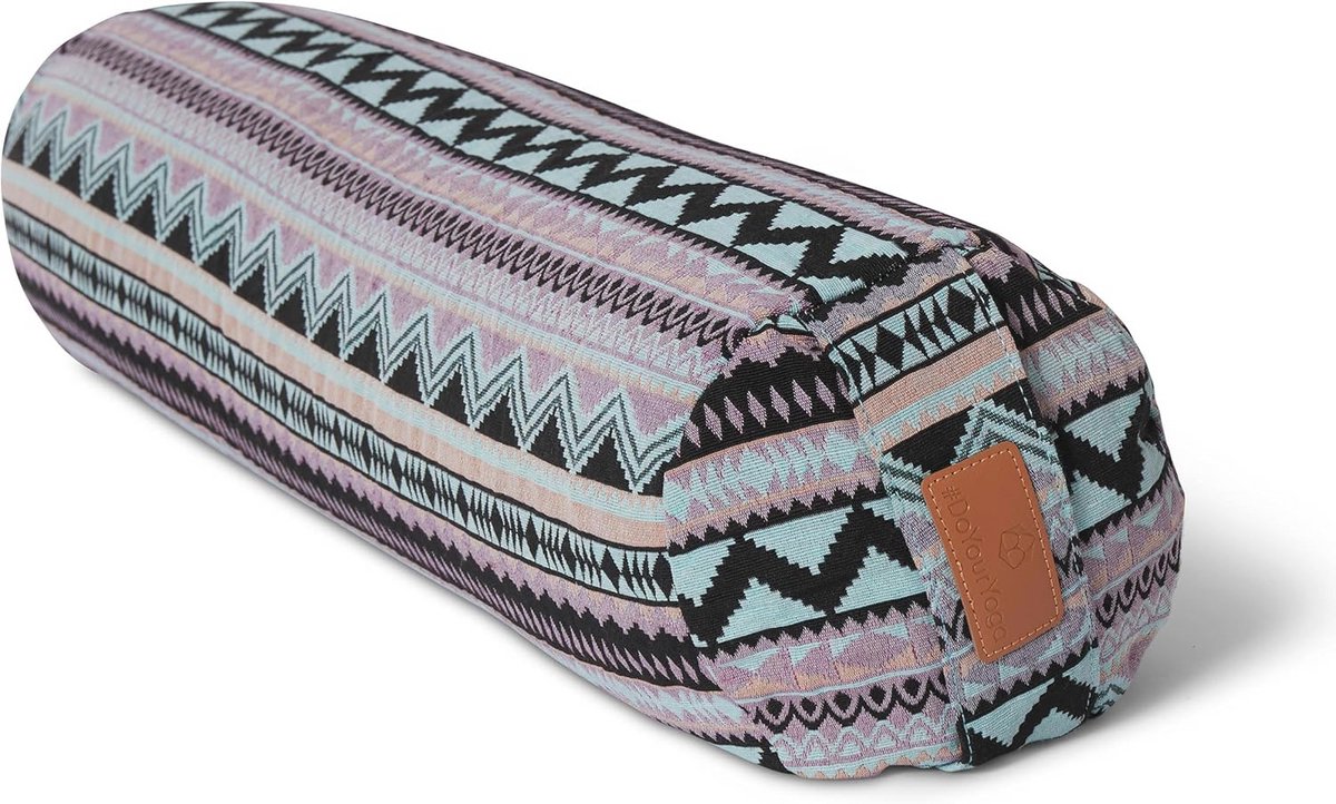 Cilinder yogabolster met biologische boekweitvulling, 68 cm x 22 cm, wasbare katoenen en polyester overtrek, meditatie- en zitkussen voor yoga
