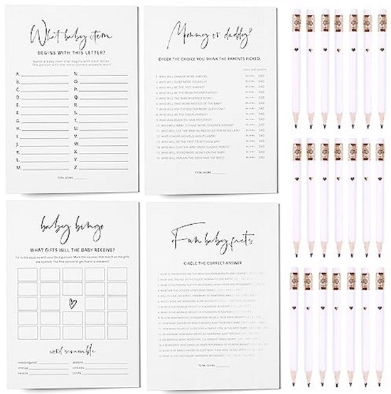 Babyshower Invulkaarten - Voorspellingskaarten - Tijdelijk Met GRATIS Raad De Prijs Invulkaarten Babyshower Spelletjes Gender Reveal 20 Stuks A6 Formaat
