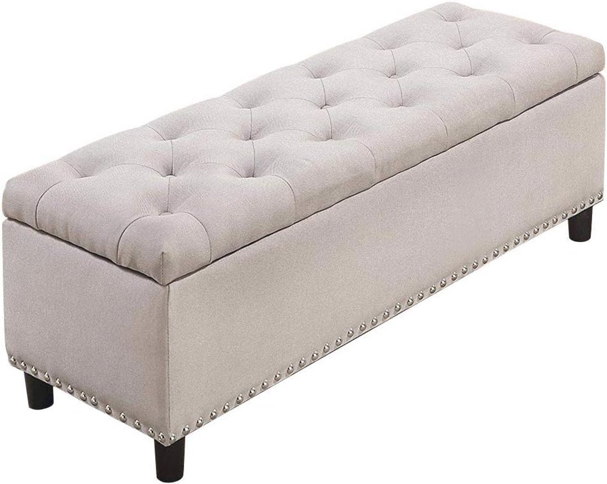 Zitbank met Opbergruimte - Modern en Minimalistisch Design, 121 x 42 x 43 cm, Beige