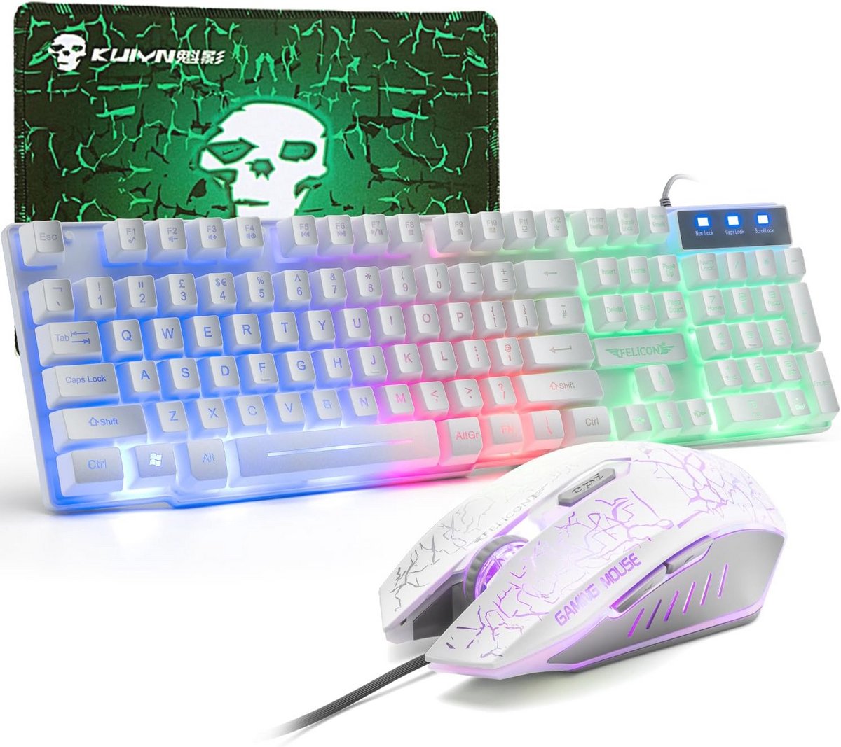 Gaming Toetsenbord en Muis Set met Verlichte Toetsen en Gratis Muismat