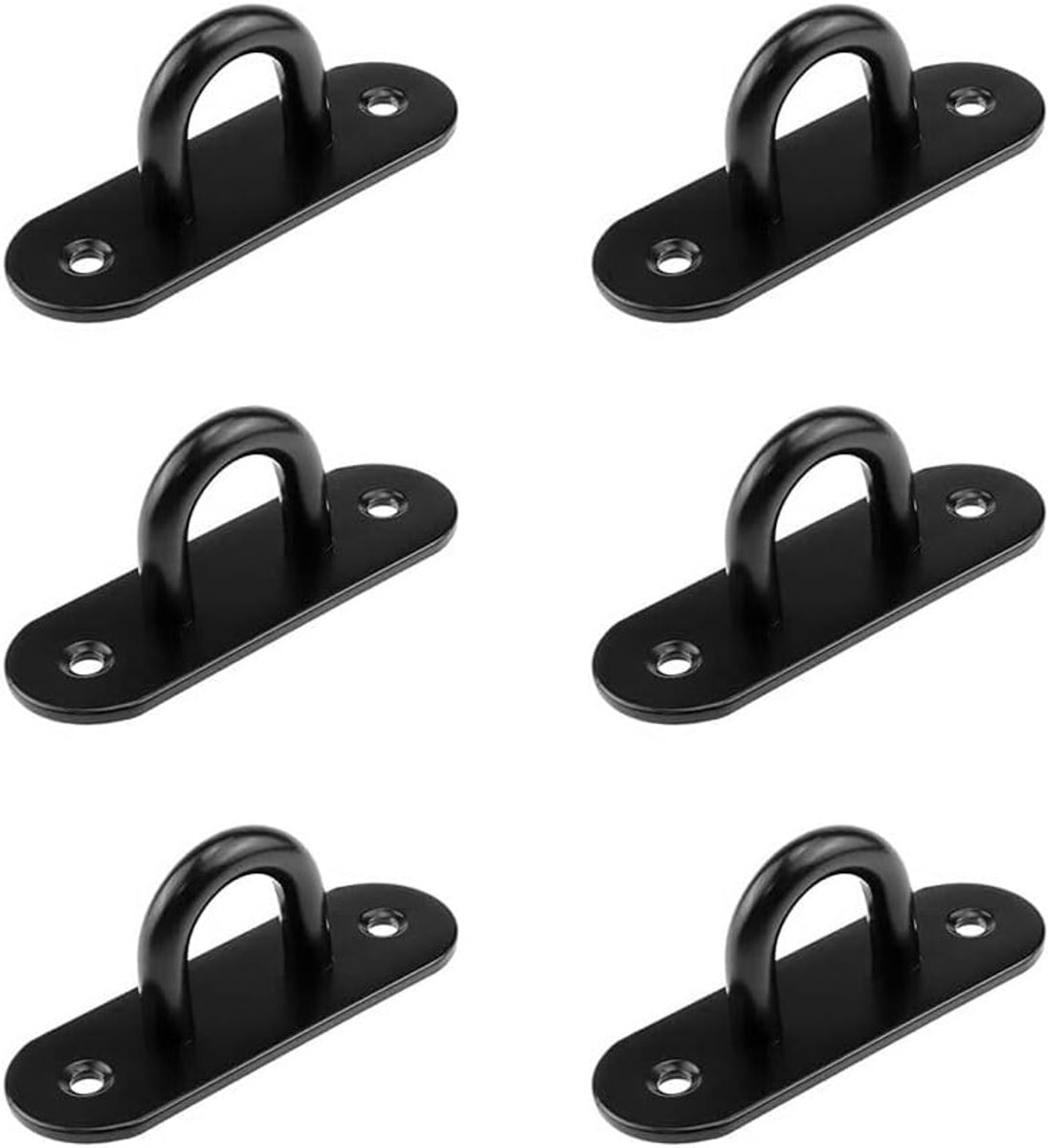Stainless Steel Ceiling Hook - Robuuste Plant Hanger - Yoga Swing en Fan Mounting Kit - Diameter 60 mm - Base Thickness 3 mm (6 Stuks, Zwart)