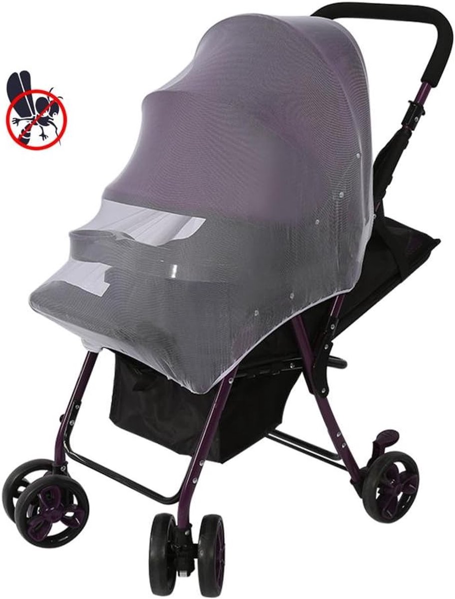 Multifunctionele Universele Baby Kinderwagen Volledige Bedekking - Mosquito Net - Reisnet - Past Bij De Meeste Kinderwagens - Elastisch Ontwerp - Wit