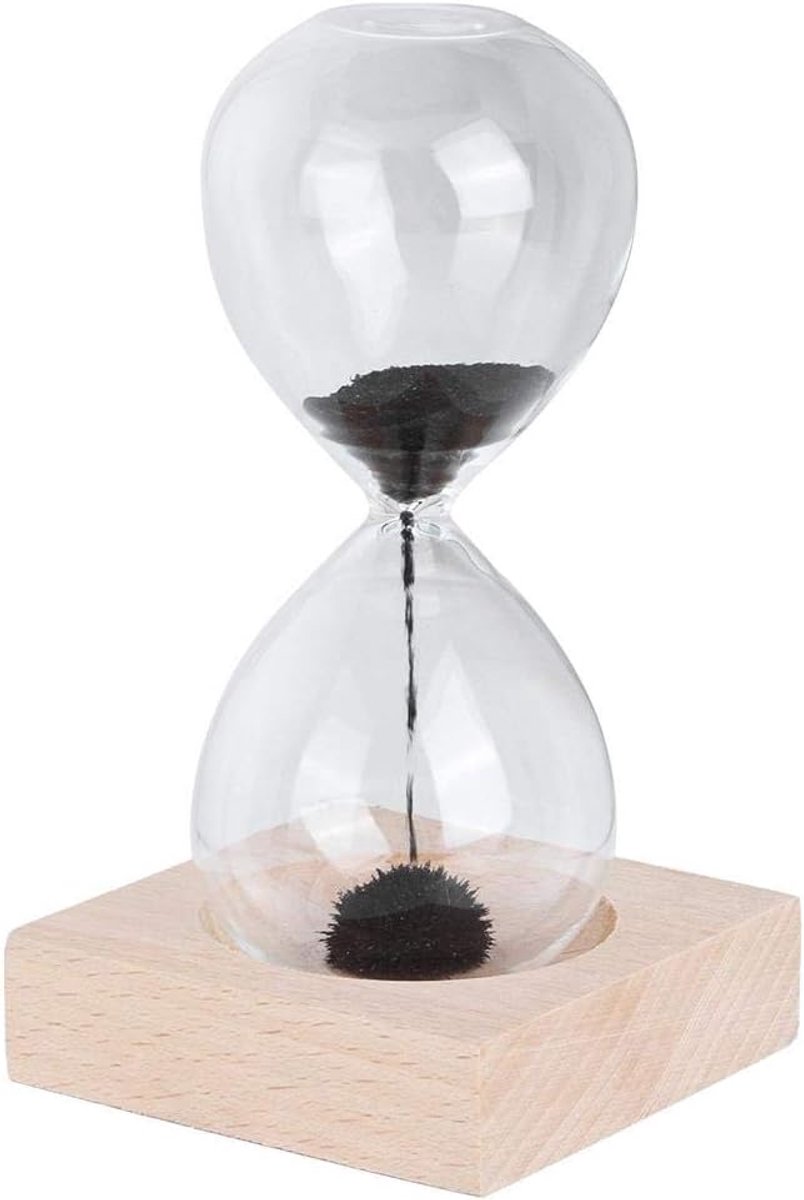 Glazen Zandloper - Magnetische Zandloper voor Thuis - Decoratief Ornament met Basis