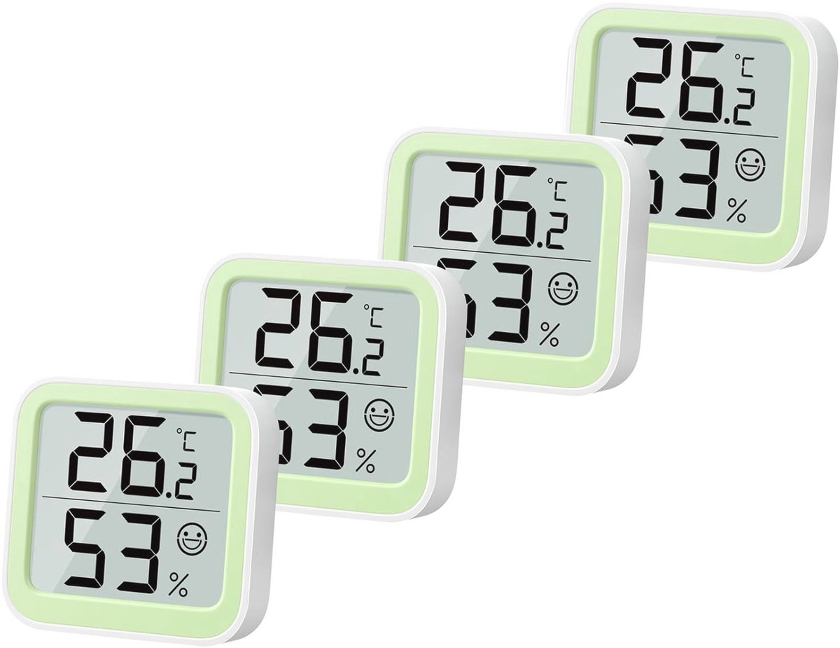 Mini Hygrometer en Thermometer voor Binnen - Kamertemperatuur en Luchtvochtigheid Monitor met Comfort Indicator