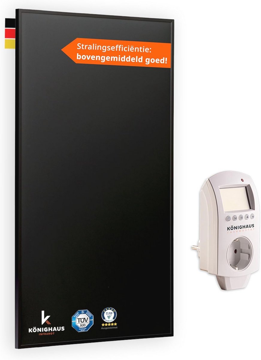 Infraroodverwarming 130 Watt Zwart met Thermostaat en TÜV SÜD Certificaat - Dubbellaagse Oververhitting Bescherming met 5 Jaar Garantie