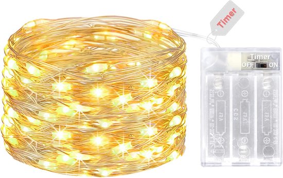 50 LED Batterij Aangedreven Sfeerverlichting - 5 Meter Warm Wit | bol