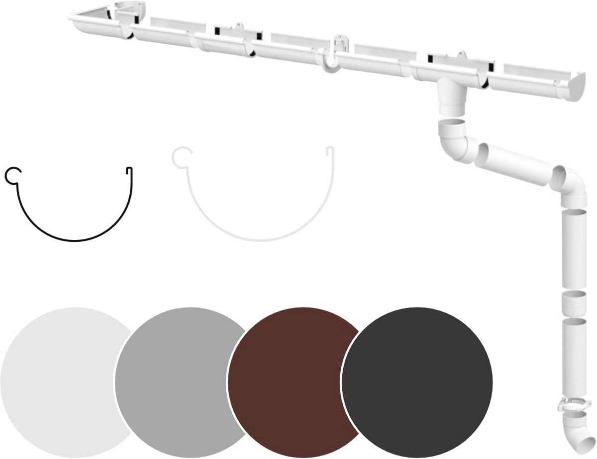 Complete Regengoten Set voor Dakoppervlakken tot 100 m² - Duurzame PVC-U Dakgoten in Diverse Kleuren