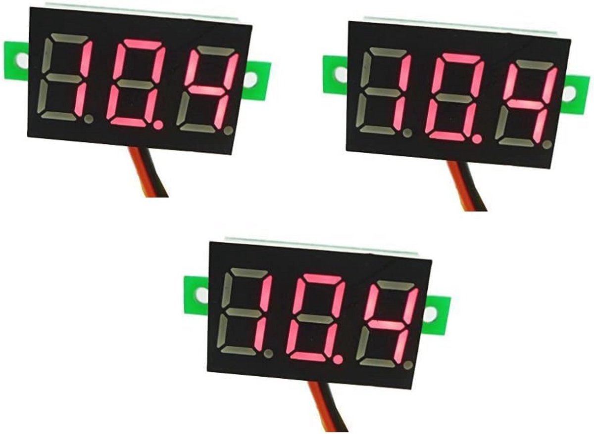 Mini Digitale Voltmeter LED Paneelmeter voor Spanningsmetingen DC 2,5-30V - Rood