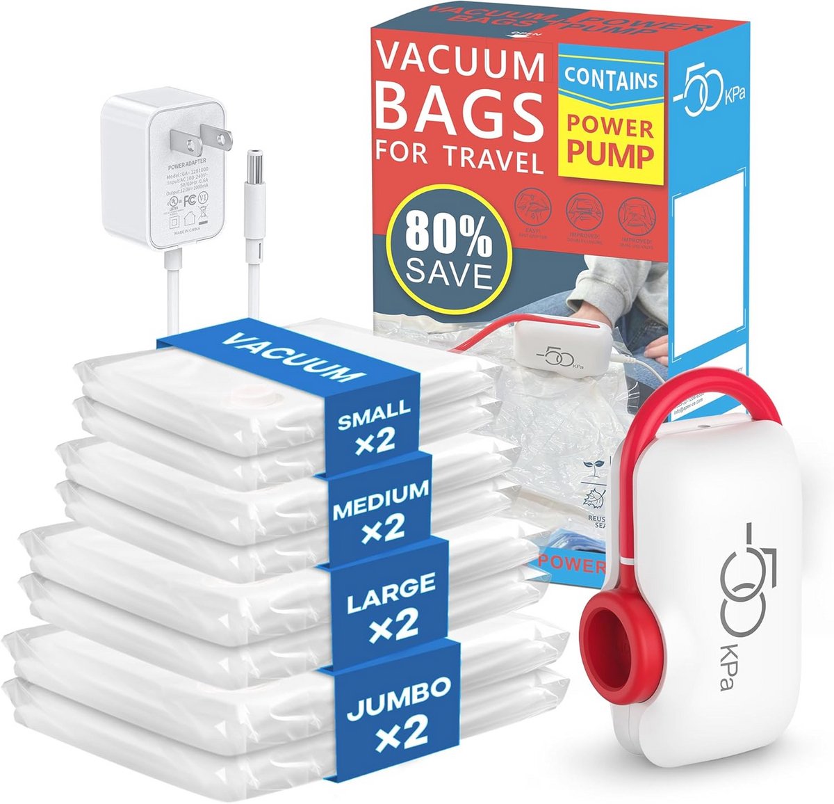 Vacuum Bags for Clothes with Electric Pump - Space Saving Storage Solution