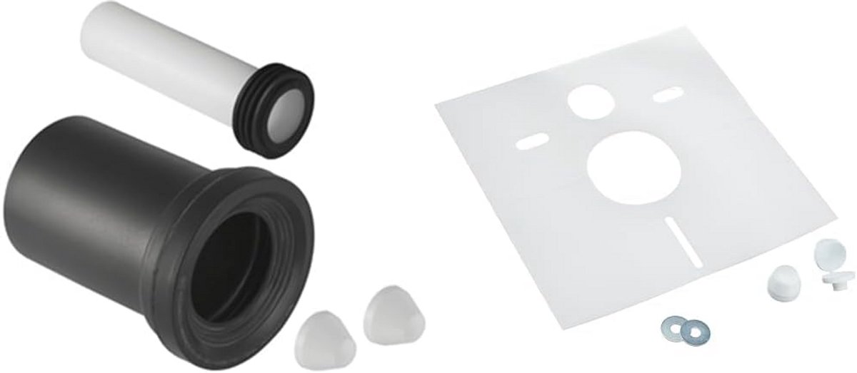 Aansluitset voor Wandtoilet met Geluidsisolatie - D90/110, 180 mm, Wit