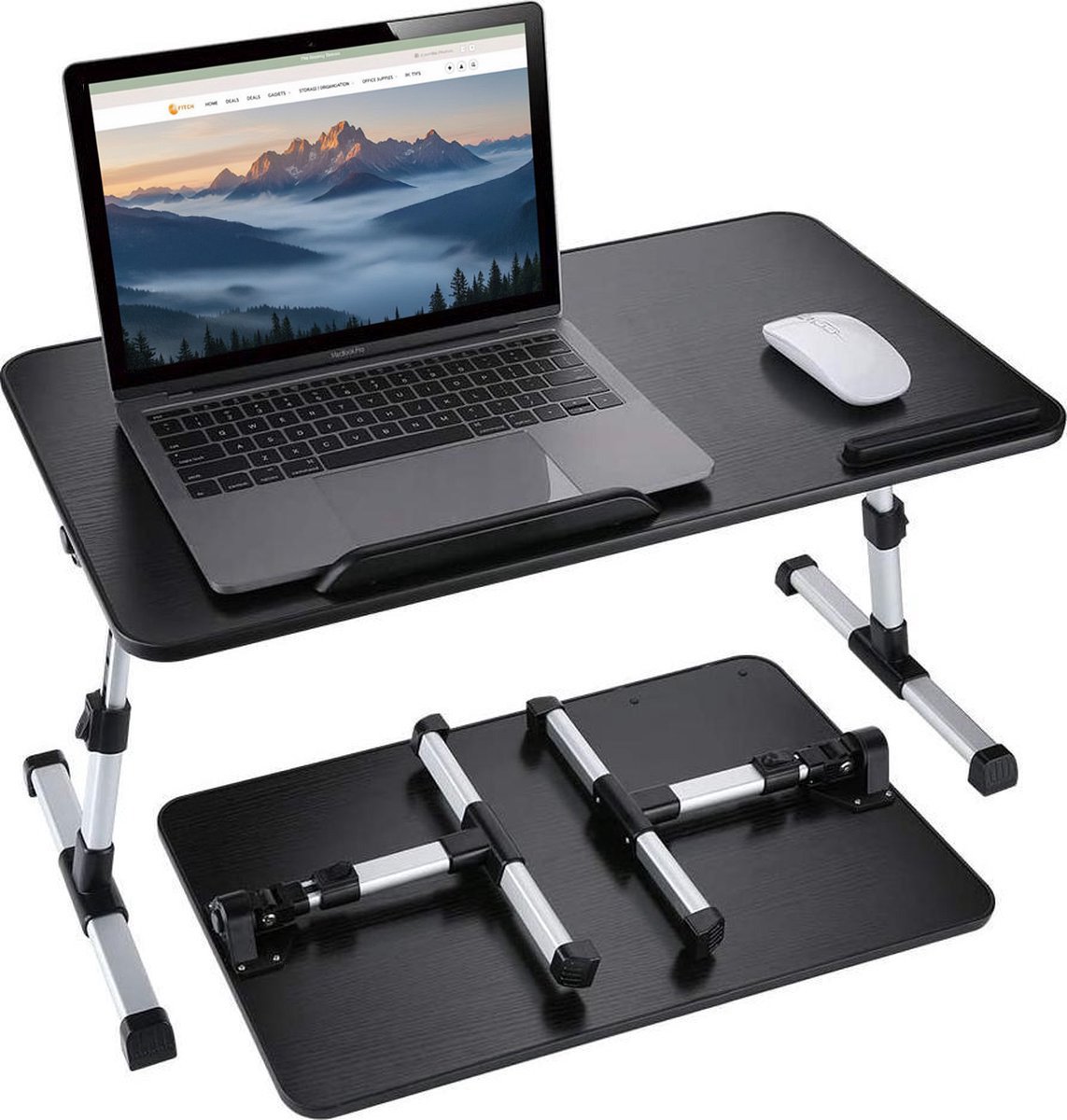 Webzon Verstelbare Laptoptafel – 53×30×32 cm – Bedtafel – Kantelbaar & In Hoogte Verstelbaar – Inklapbare Laptopstandaard voor Bed, Bank & Bureau – Ergonomische Laptop Desk met Anti-Slip – Geschikt voor 17” Laptop – Opvouwbare Laptop Tray – Zwart