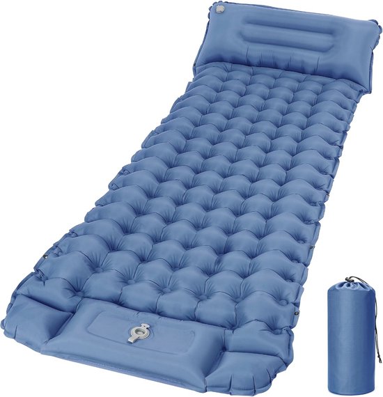 Isomat, Camping, Zelfopblaasbaar, Luchtmatras Met Ingebouwde Pomp Verdikte Slaapmat Outdoor Met Kussen Voor Wandelen Reizen Turquoise Blauw