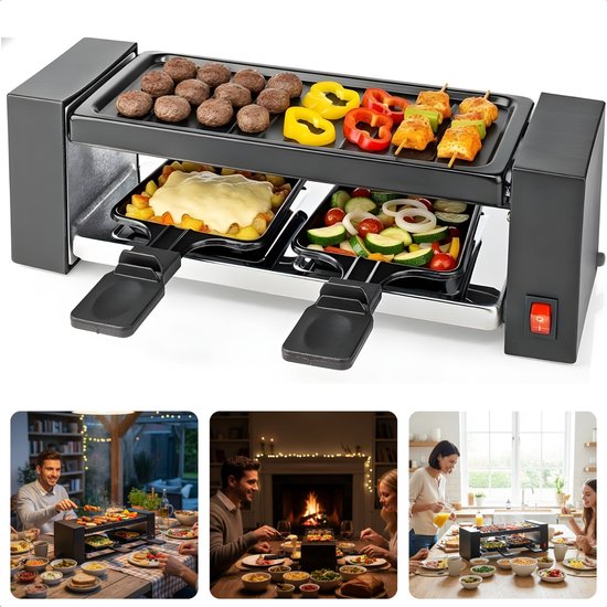 Foto: Tristar gourmetset ra 2760 clean air ingebouwde afzuiging 1100w bakplaat 6 personen zwart
