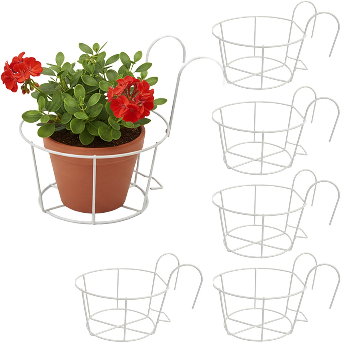Hangpot - set van 6 - metaal - wit