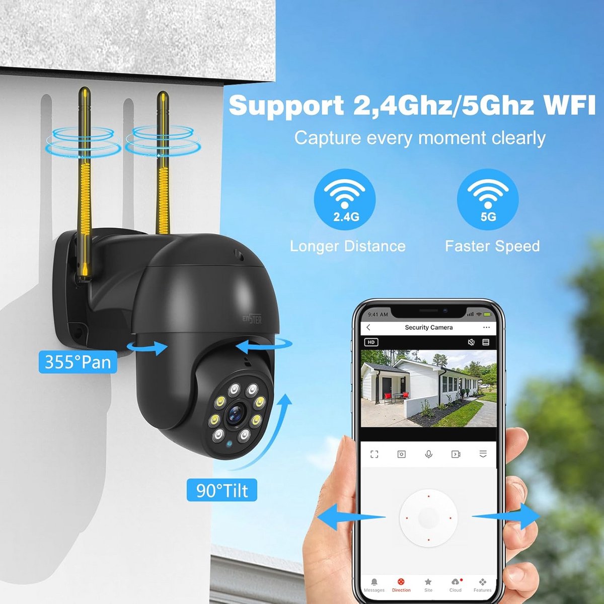 4MP Bewakingscamera voor Buiten met Nachtzicht, WiFi en Bewegingsdetectie