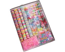 Kinder Haaraccessoires Set - 881 Delen - Haaraccessoires- Haarelastiekjes - Haarspeldjes - OPP zak (zonder doos) - Kinderen, peuters, meisjes, jonge dames -Cadeau, verjaardagen, haar styling leren - Verschillende stijlen