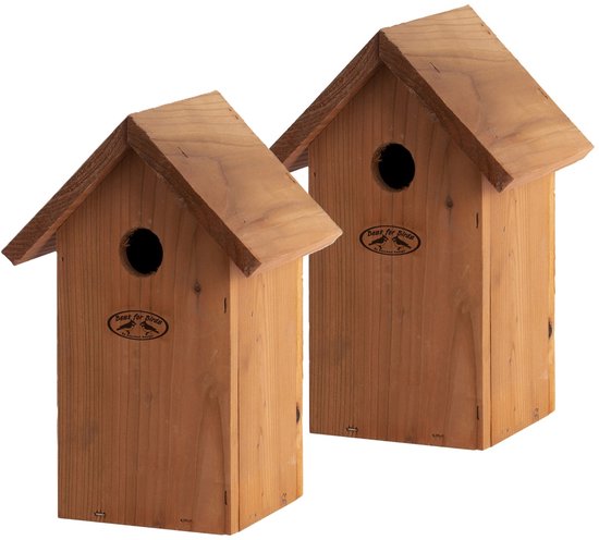 Best for Birds vogelhuisje/nestkastje pimpelmees - 2x - hout - Tuindecoratie vogelnest - nestkast tuinvogels