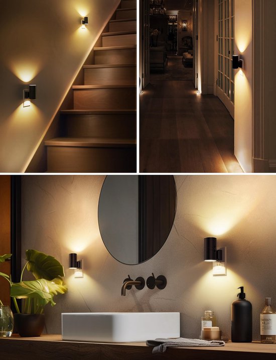 2-stuks LED Nachtlampje - Tafellamp slaapkamer - Night Light Plug in Wall - Plug in Night Light for Hallway - Met lichtsensor - 1W - three-color adjustable dimming - Geschikt voor slaapkamers, badkamers, gangen, toiletten, trappen - Zwart van Merkloos — afbeelding 5