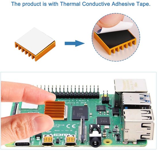 20 Stuks Heatsinks voor Raspberry Pi 4 - Aluminium Koellichamen met Heatsink Tape van Merkloos — afbeelding 4
