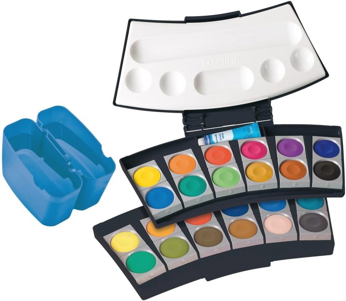 Verfdoos met 24 Kleuren - Zwart/Blauw - Creatief Schilderen Voor Kinderen