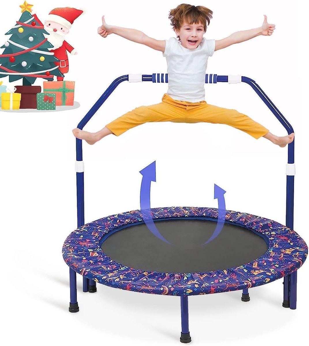 Mini Kindertrampoline met Verstelbare Handgreep - 92 cm
