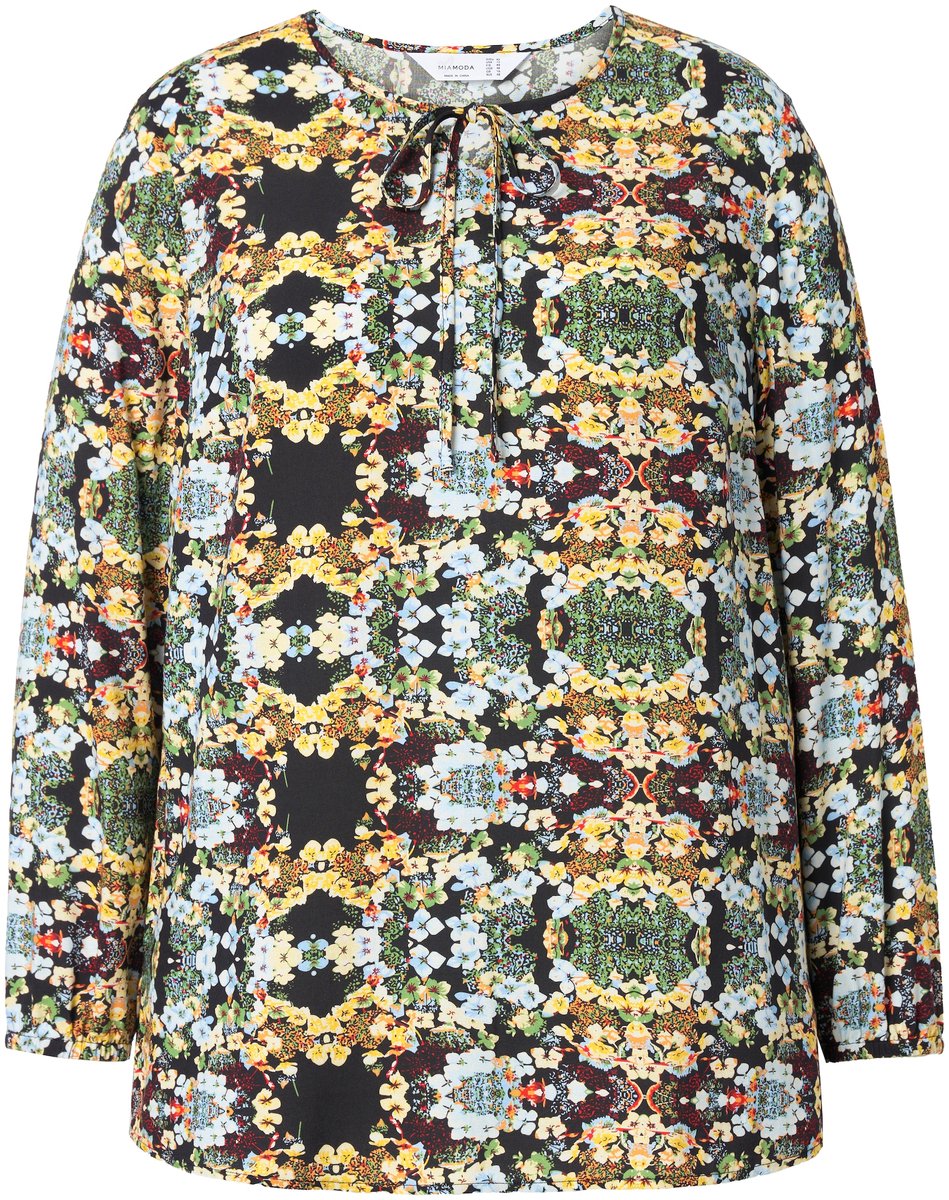 Angel of Style - Dames - Tuniek print all-over lange mouwen - Zwart - Maat 46