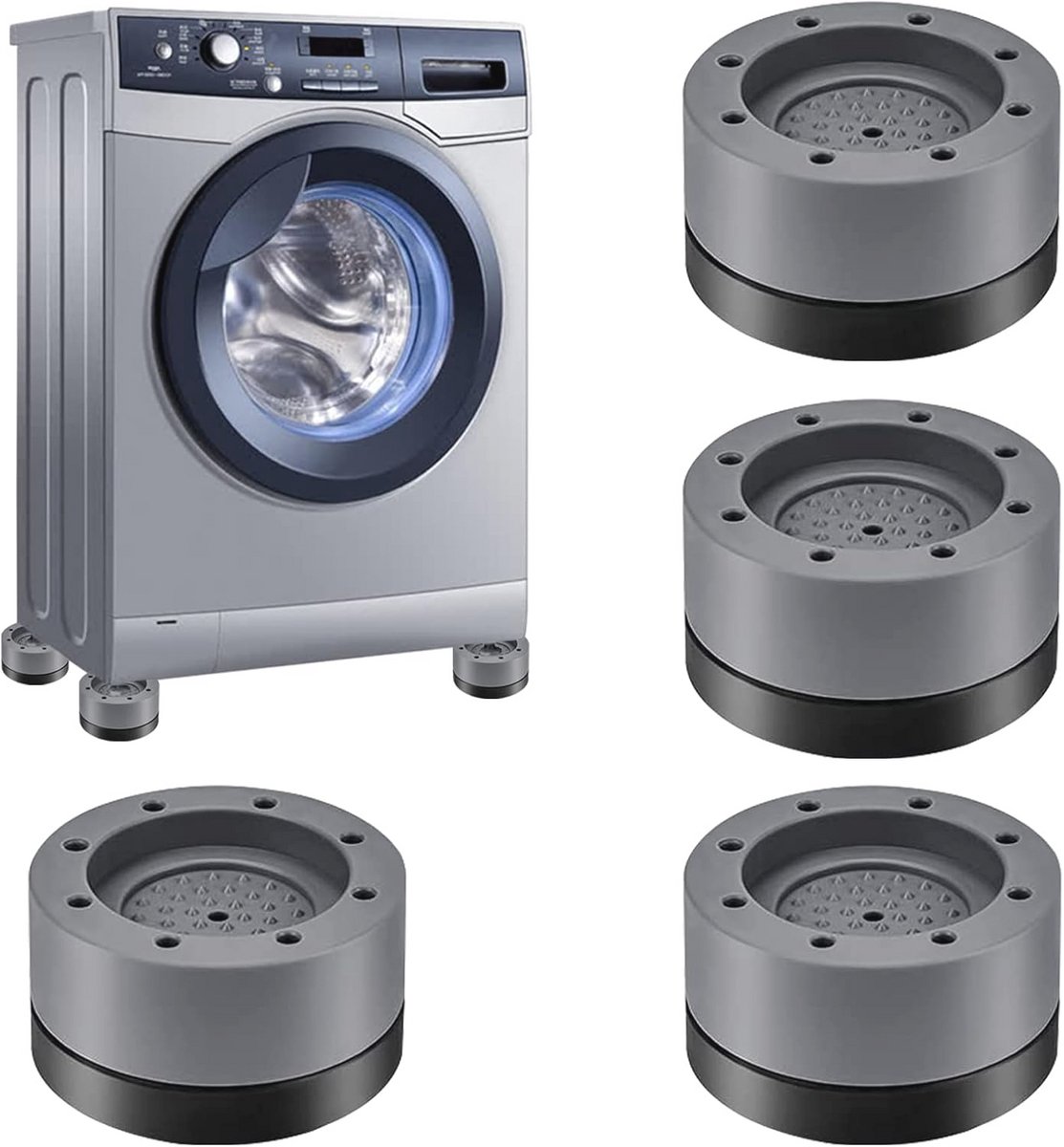 Universele anti-trillingspootjes voor wasmachine - 4 stuks, trillingsdempers voor droger en koelkast