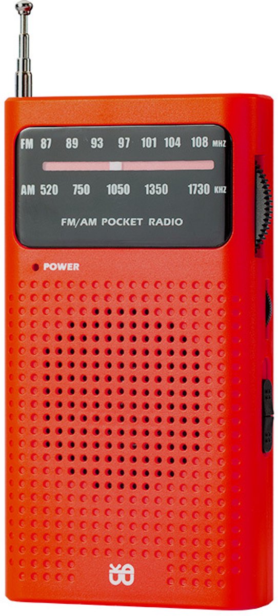 Radio - FM/AM-radio - Noodradio - Draagbare radio - Analoge radio voor senioren - Miniatuurradio - ABS - Rood